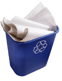 Picture of a recycling bin containing paperwork