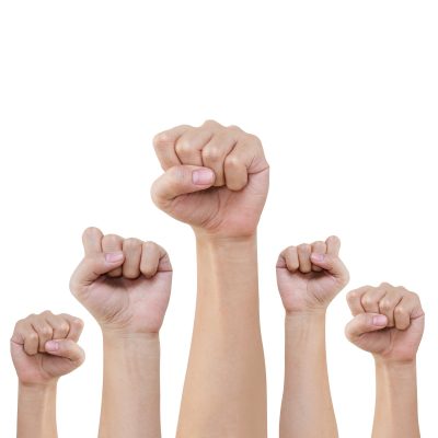 The fists of some angry copywriters